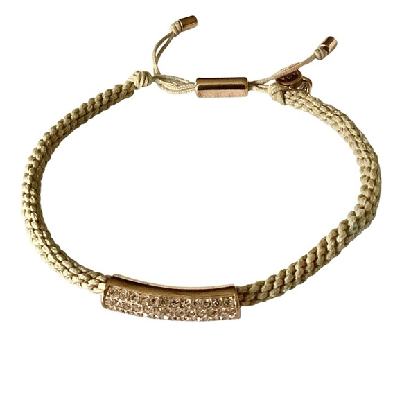 Michael Kors Braided Friendship Bracelets Gold Hardware Rhinestone Details Pair - Picture 11 of 16